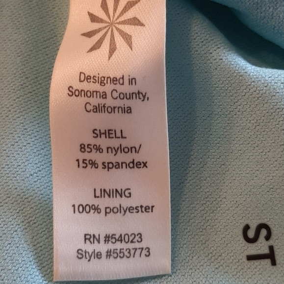 Athleta Orange Paisley Side-Scrunch Tankini Top size ST (Small Tall) - Picture 3 of 15